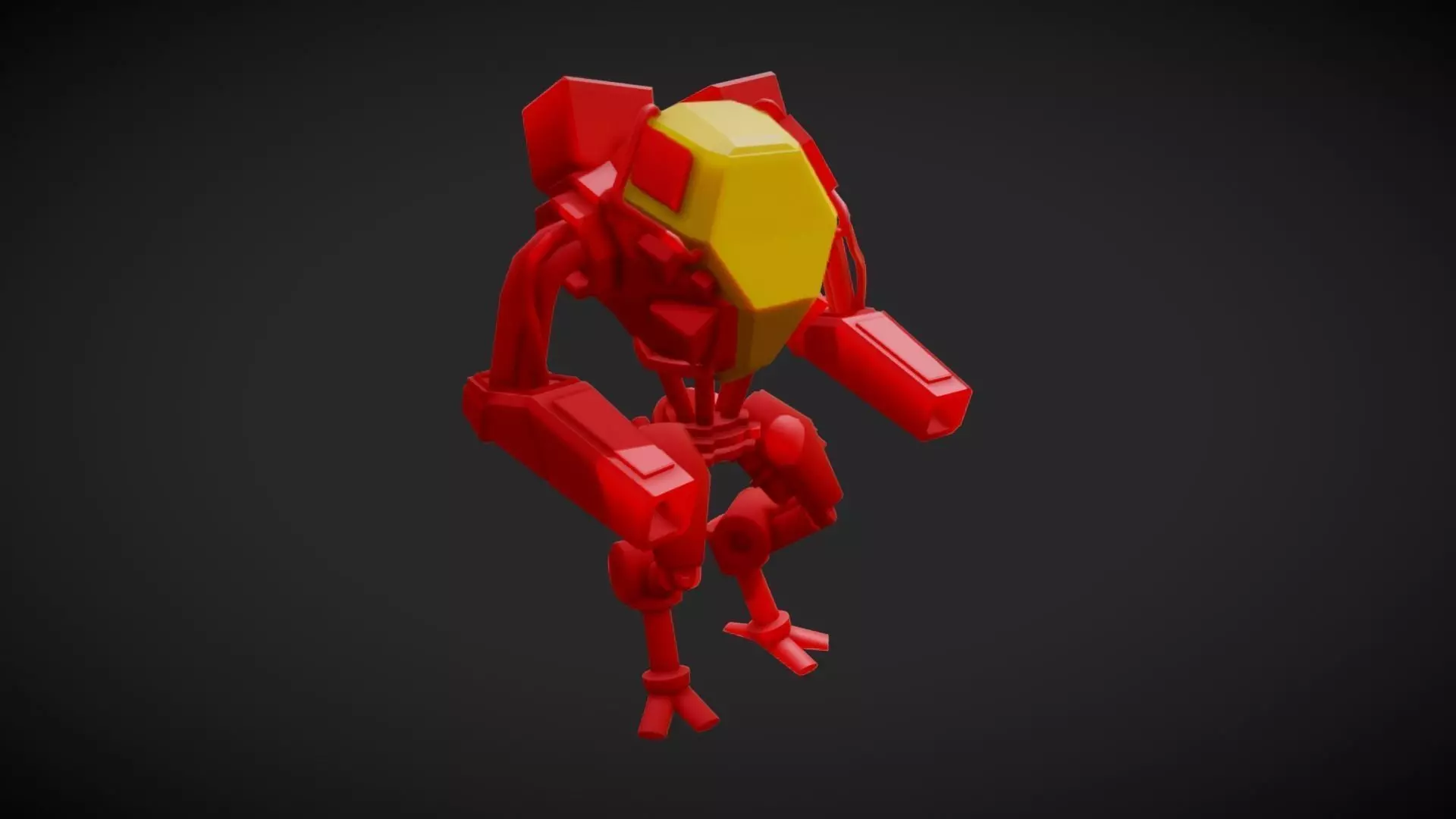 Red Mech Low-poly 3D model_0