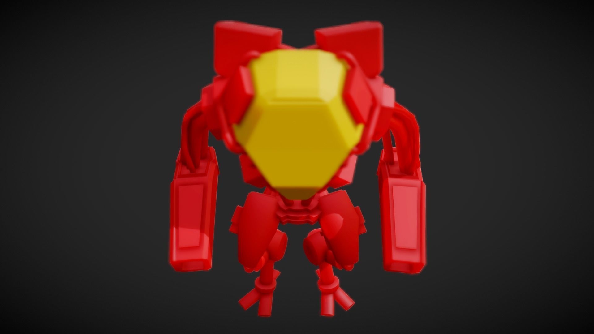 Red Mech Low-poly 3D model_4