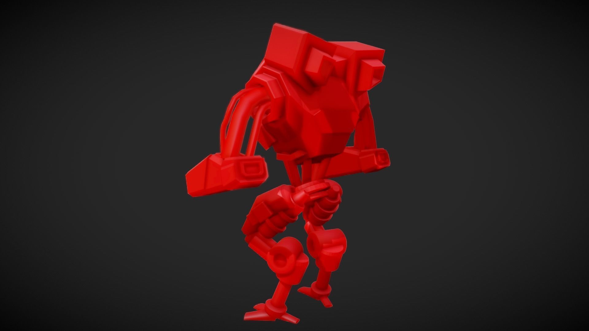 Red Mech Low-poly 3D model_2