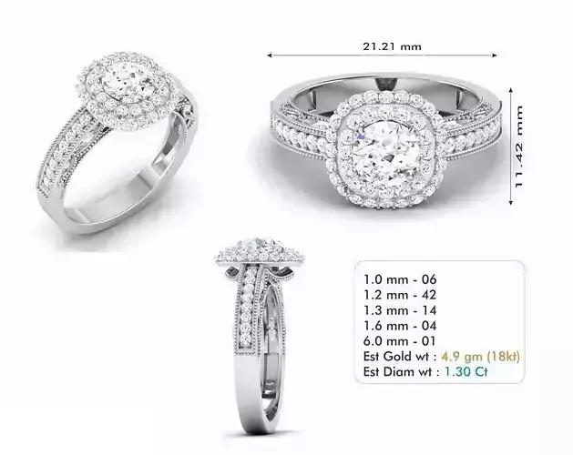 Round Halo Engagement Ring With Diamonds 18