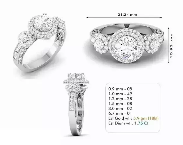 Round Halo Engagement Ring With Diamonds 19