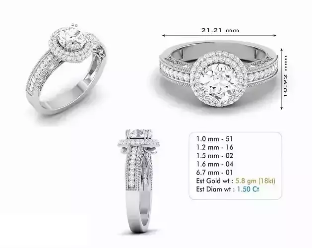 Round Halo Engagement Ring With Diamonds 21