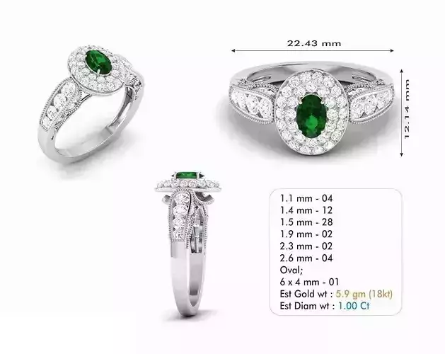 Oval Engagement Ring With Emerald 