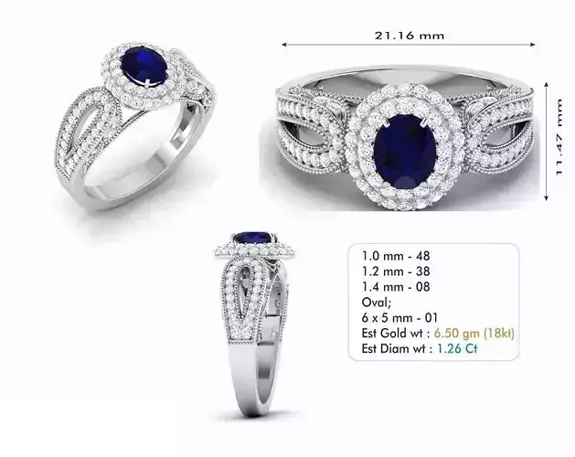 Oval Shaped Engagement Ring With Sapphire
