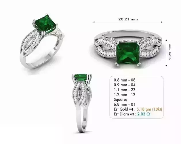 Spiral Engagement Ring With Emerald 1