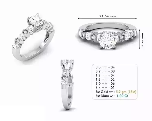 Silver Color Engagement Ring With Diamonds 46