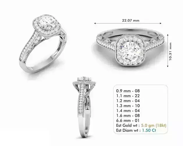 Halo Engagement Ring With Diamonds 5