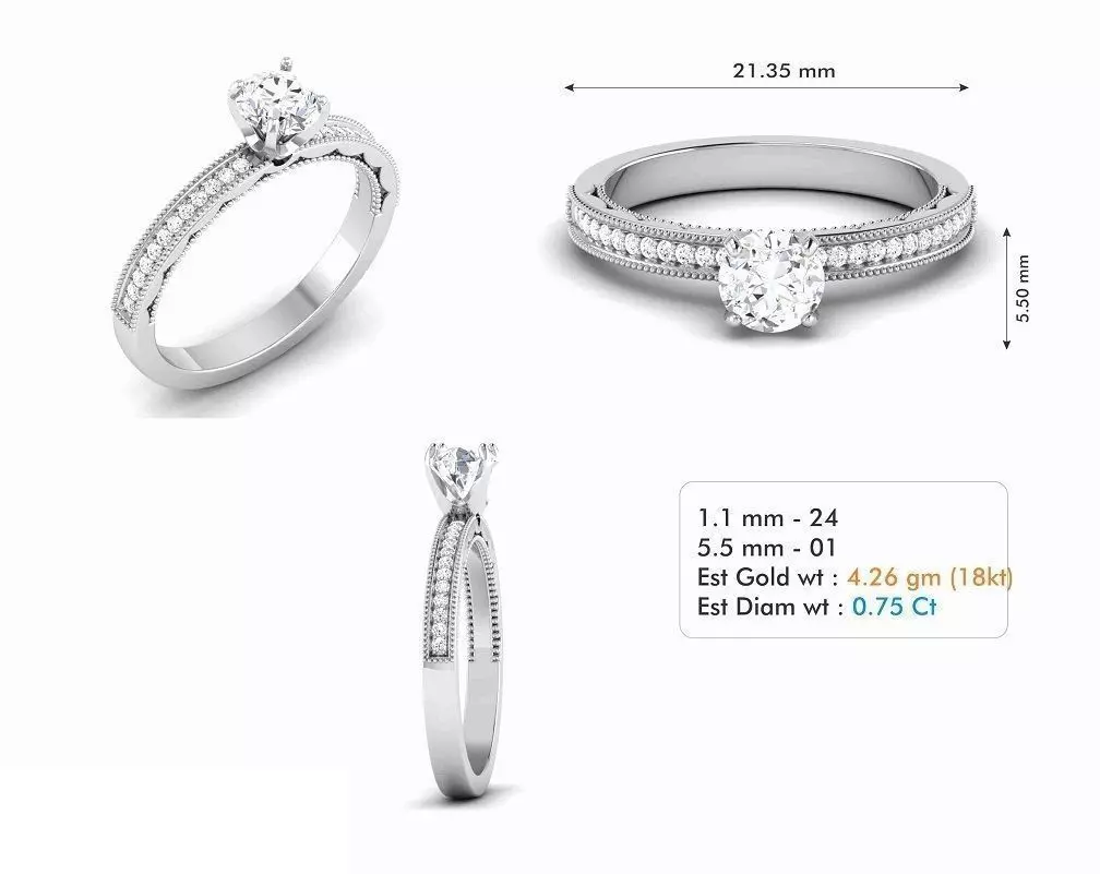Thin Engagement Ring With Diamond 6 3D print model_0
