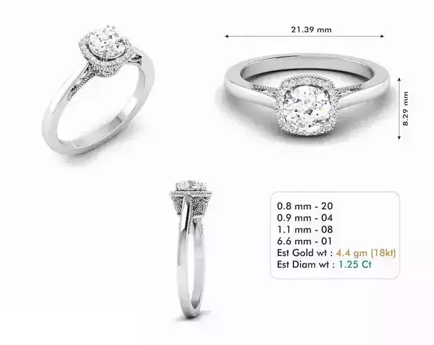 Round Halo Engagement Ring With Diamonds 24