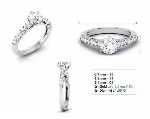 Silver Color Engagement Ring With Diamonds 49