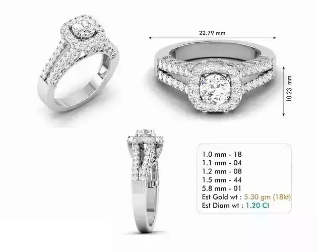 Halo Engagement Ring With Diamonds 6