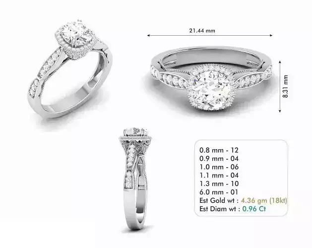Round Engagement Ring With Diamonds 2
