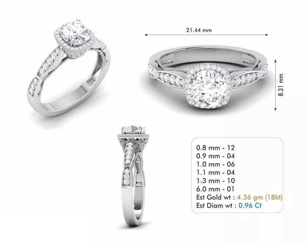 Round Engagement Ring With Diamonds 2 3D print model_0