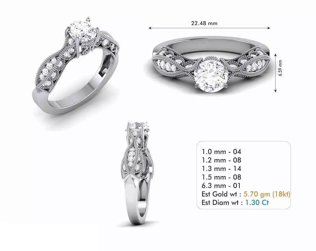 Silver Color Engagement Ring With Diamonds 51 3D print model_0