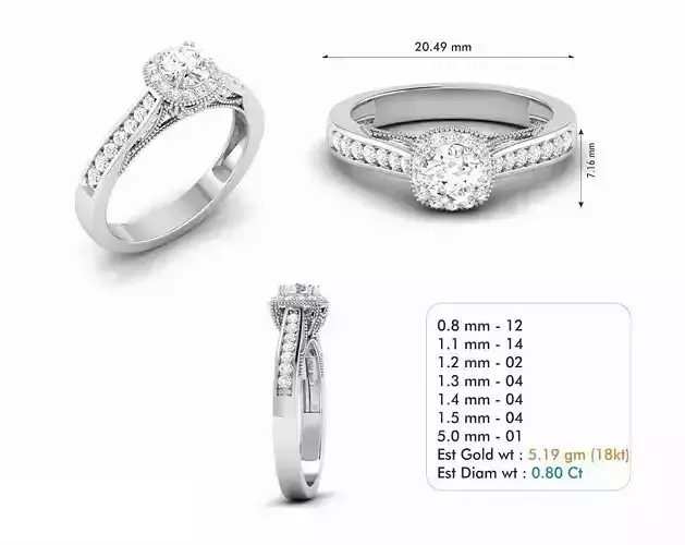 Round Halo Engagement Ring With Diamonds 30