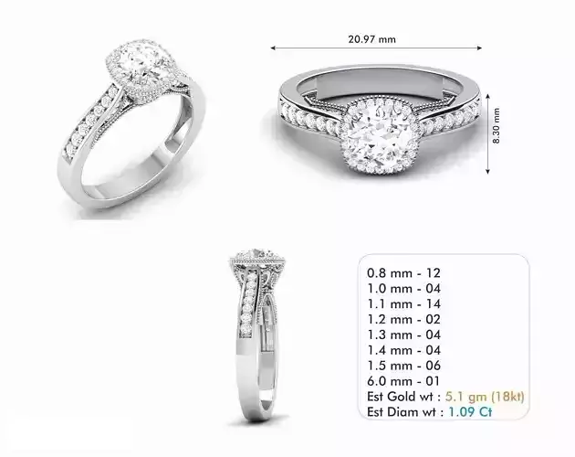 Round Engagement Ring With Diamonds 3