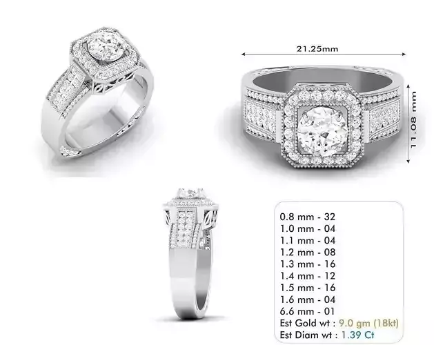 Silver Halo Engagement Ring With Diamonds 4