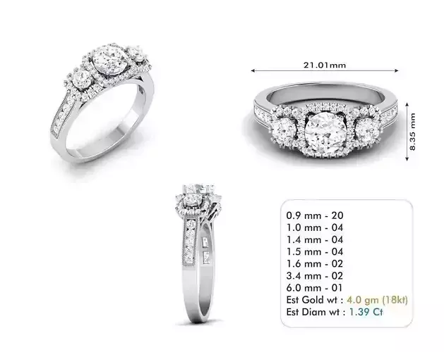 Silver Color Engagement Ring With Diamonds 52