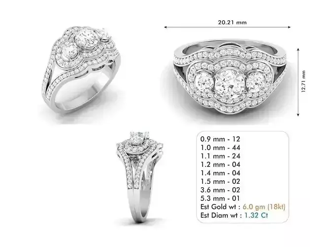 Silver Color Engagement Ring With Diamonds 53