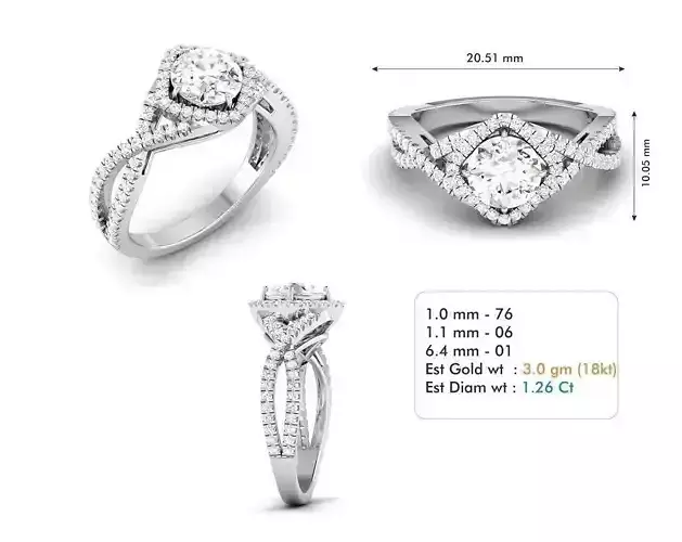 Twisted Halo Engagement Ring With Diamonds 1