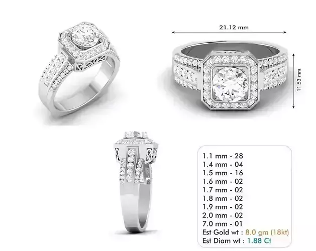 Square Halo Ring with Diamonds  3