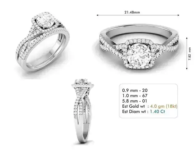 Twisted Halo Engagement Ring With Diamonds 4
