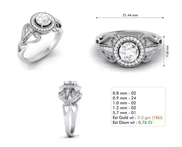 Round Halo Engagement Ring With Diamonds 31