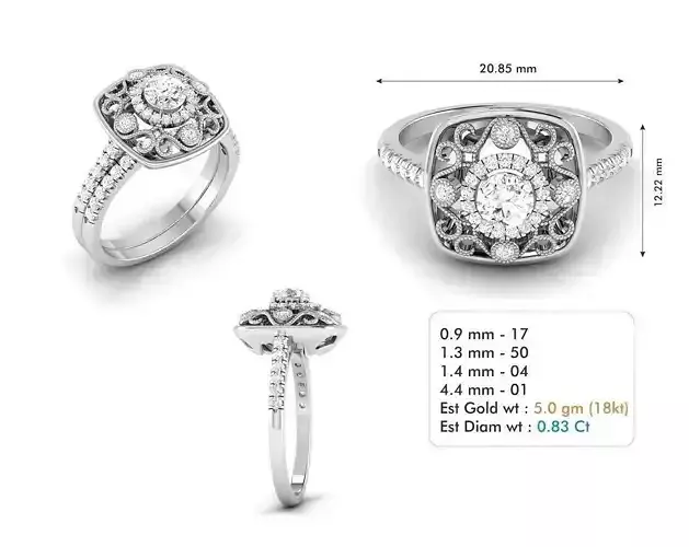 Square Halo Engagement Ring With Diamonds 18