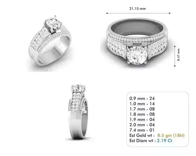Wide Engagement Ring With Diamonds 3