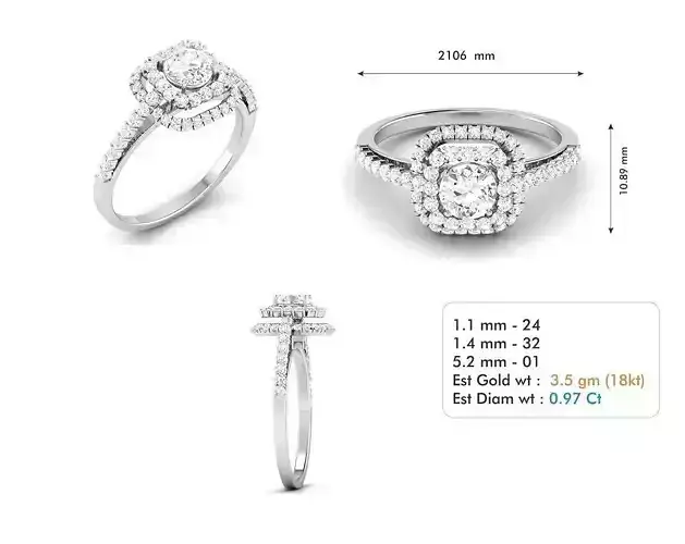 Square Halo Engagement Ring With Diamonds 22