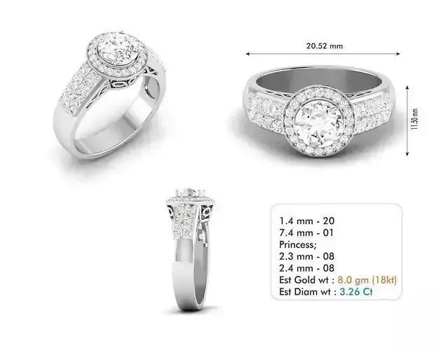 Round Halo Engagement Ring With Diamonds 34