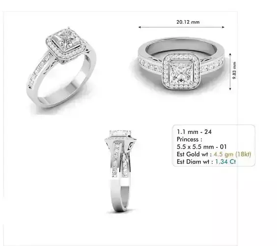Square Halo Engagement Ring With Diamonds 24