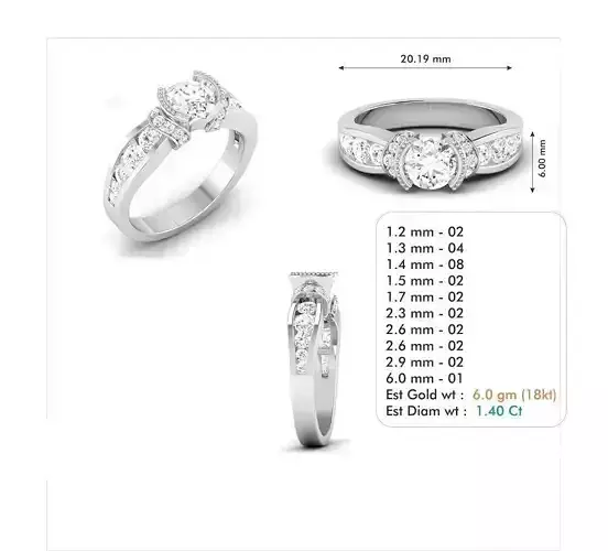 Silver Color Engagement Ring With Diamonds 62