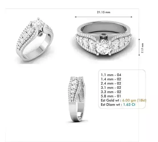 Silver Color Engagement Ring With Diamonds 70
