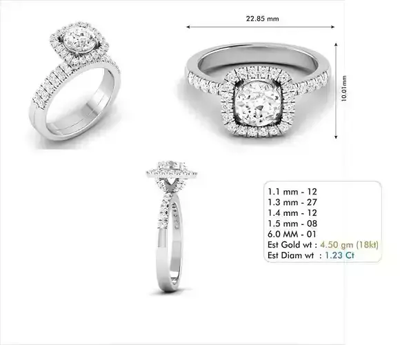 Square Halo Engagement Ring With Diamonds 28
