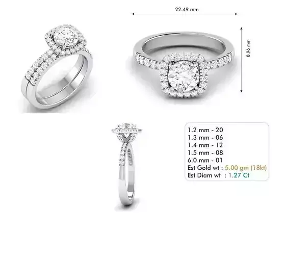 Square Halo Engagement Ring With Diamonds 29