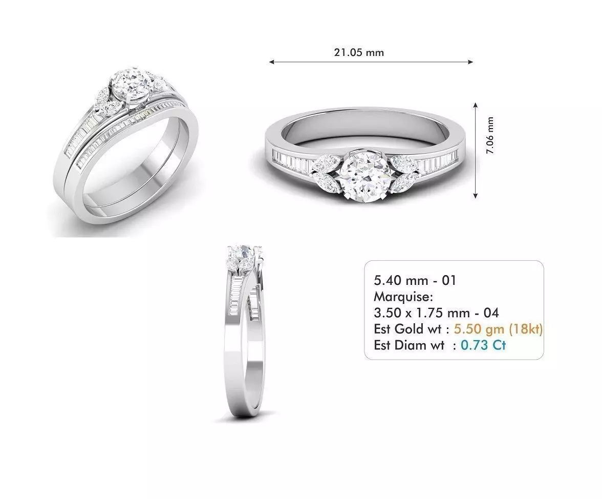Silver Color Engagement Ring With Diamonds 73 3D print model_0