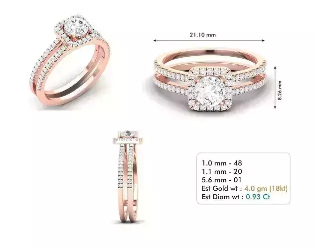 Square Halo Rose Gold Ring With Diamonds