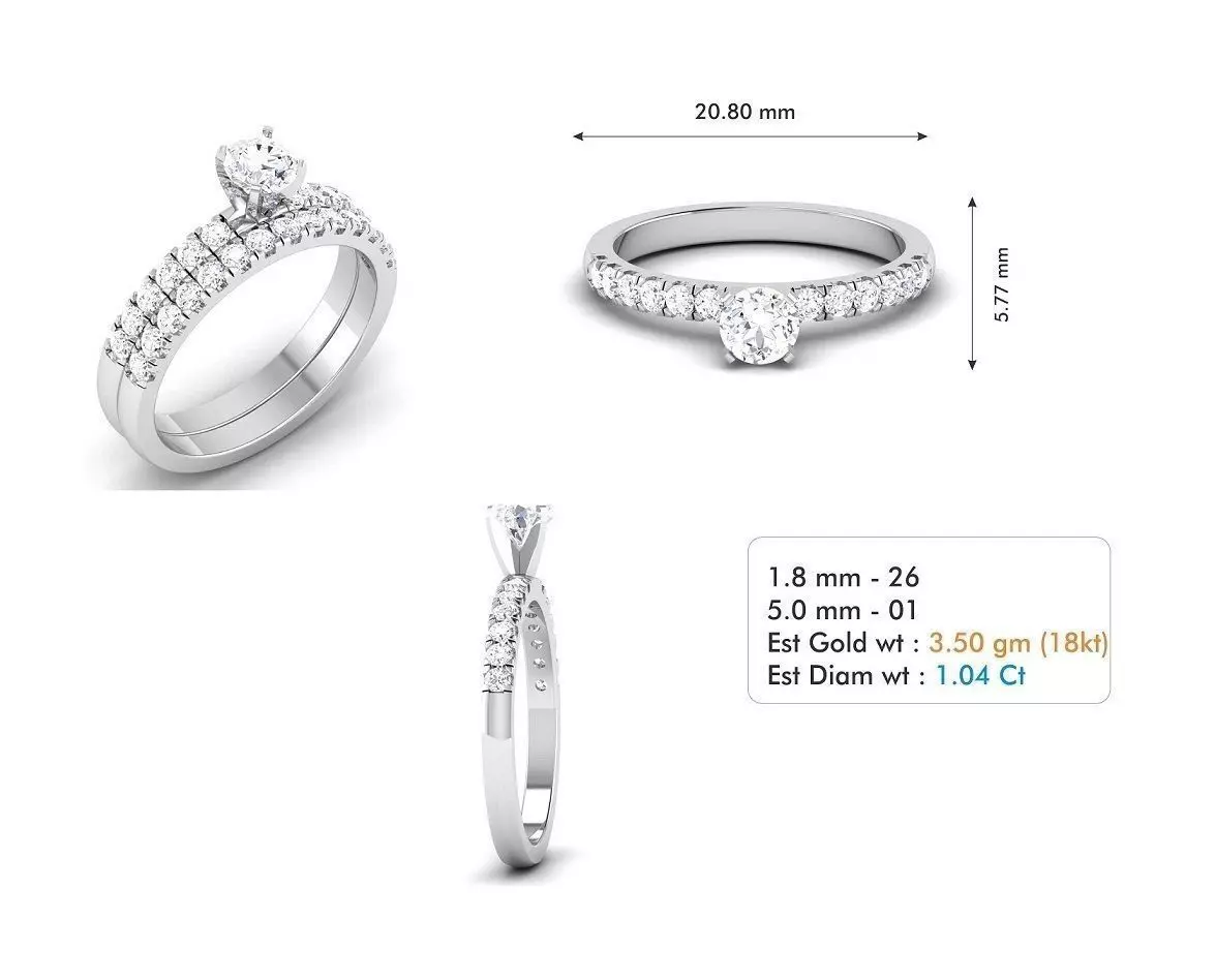 Silver Color Engagement Ring With Diamonds 75 3D print model_0