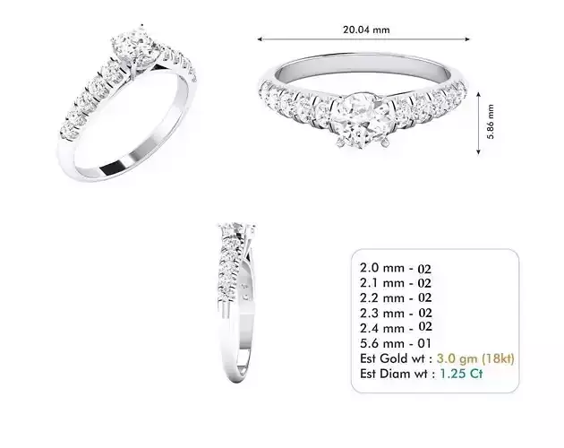 Silver Thin Engagement Ring With Diamonds 3