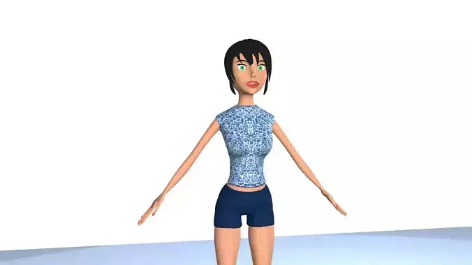 Cartoon  Girl  low-poly 3D model