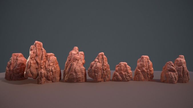 Lowpoly desert rock set Low-poly 3D model