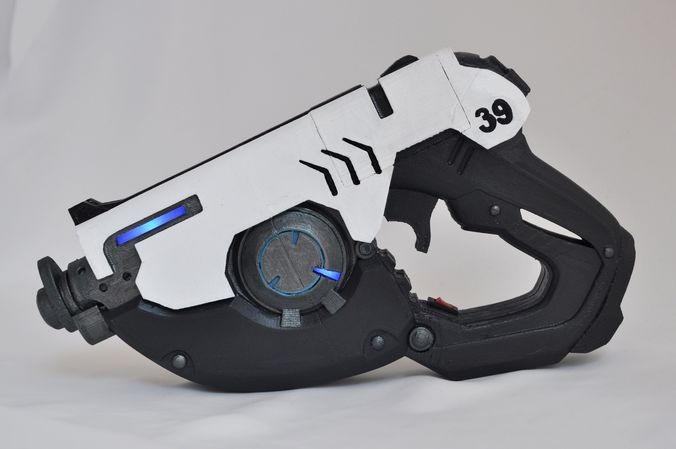 Overwatch Tracer pulse pistol with LEDs 3D print model