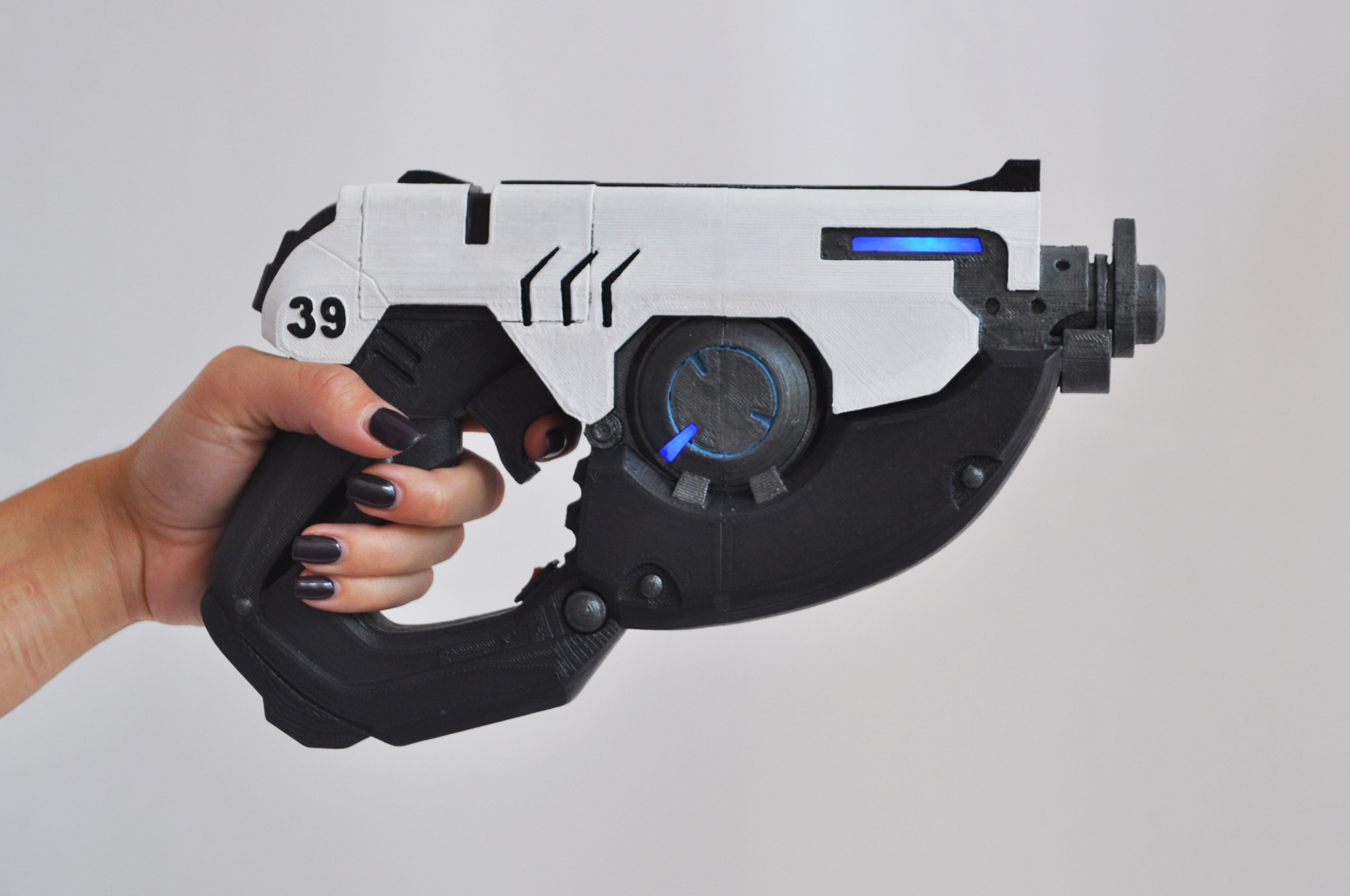 Overwatch Tracer pulse pistol with LEDs 3D print model_3