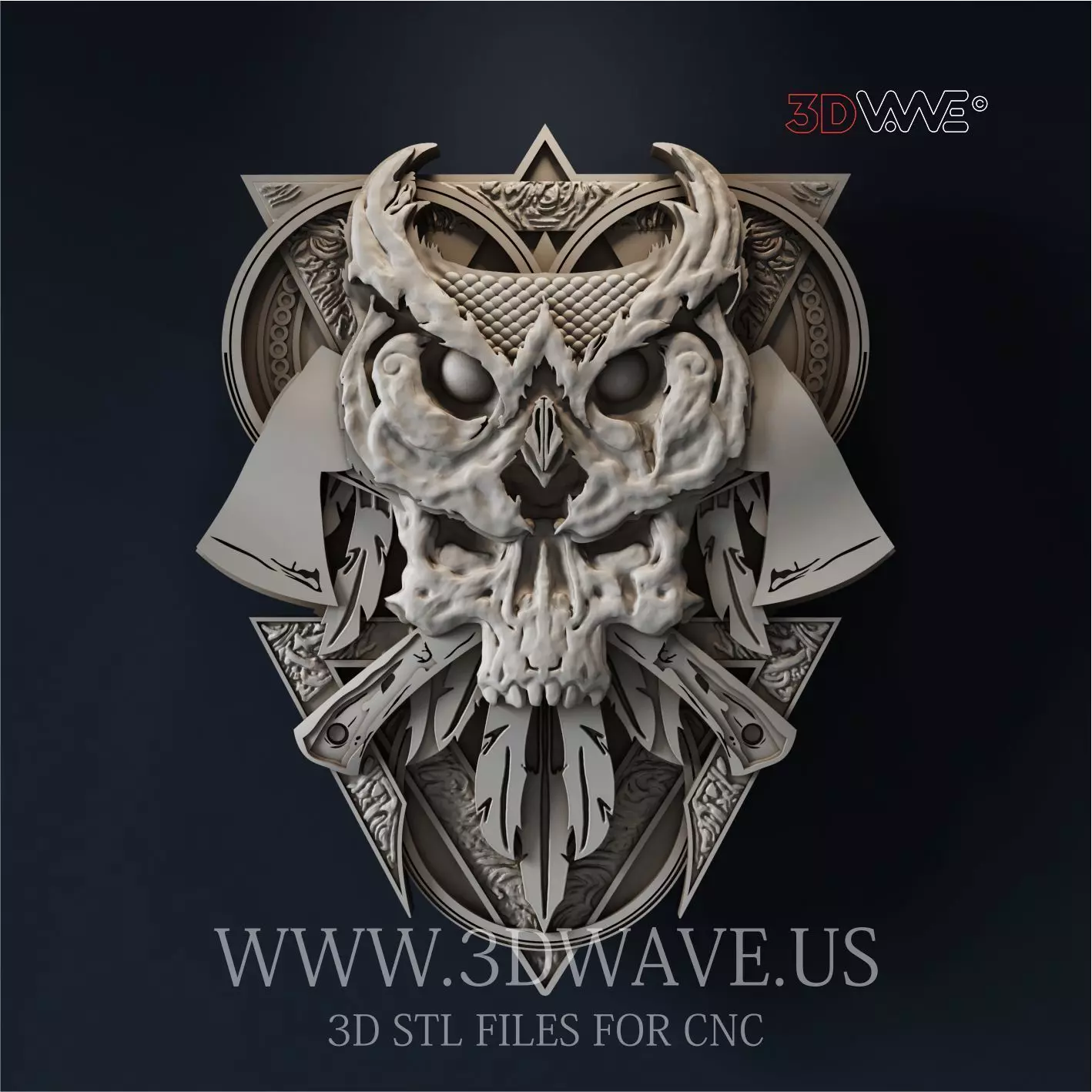 OWL AND SKULL 3d stl files for CNC 3D print model_0