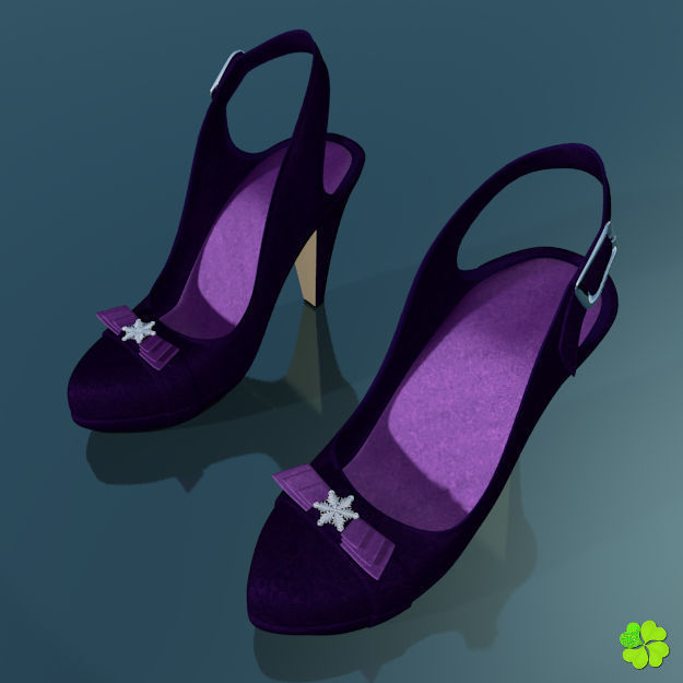 Snowflake shoes high heels low poly Low-poly 3D model_9