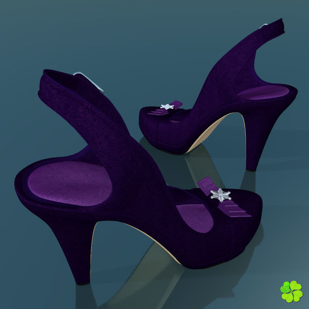 Snowflake shoes high heels low poly Low-poly 3D model_26