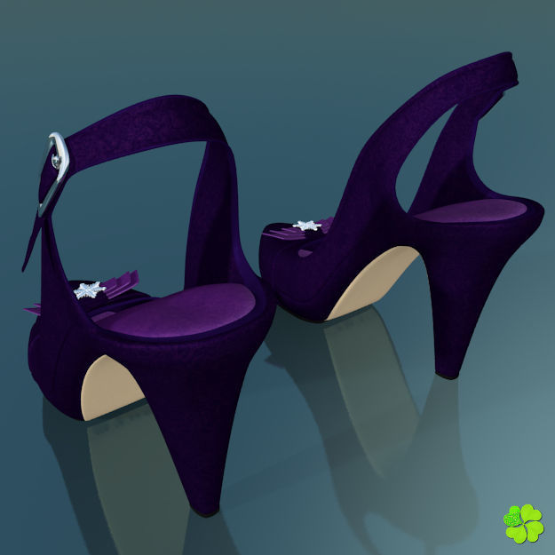 Snowflake shoes high heels low poly Low-poly 3D model_8