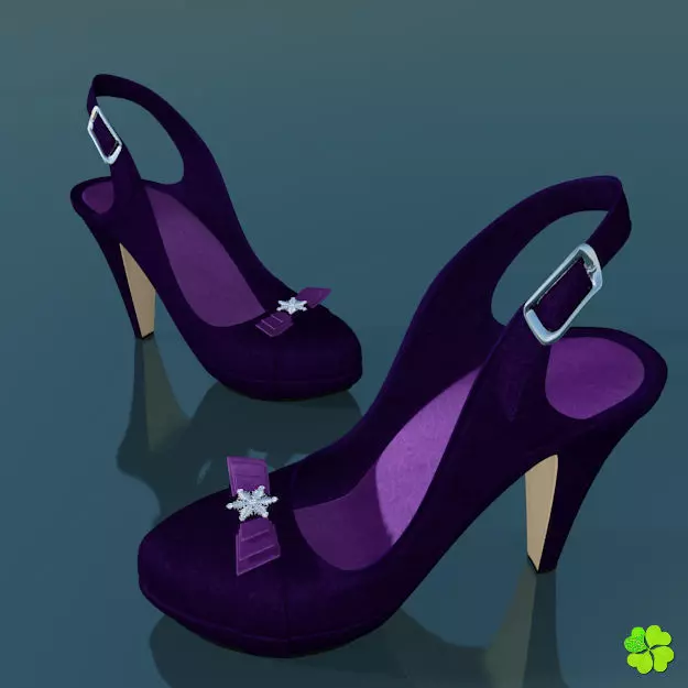 Snowflake shoes high heels low poly Low-poly 3D model_0