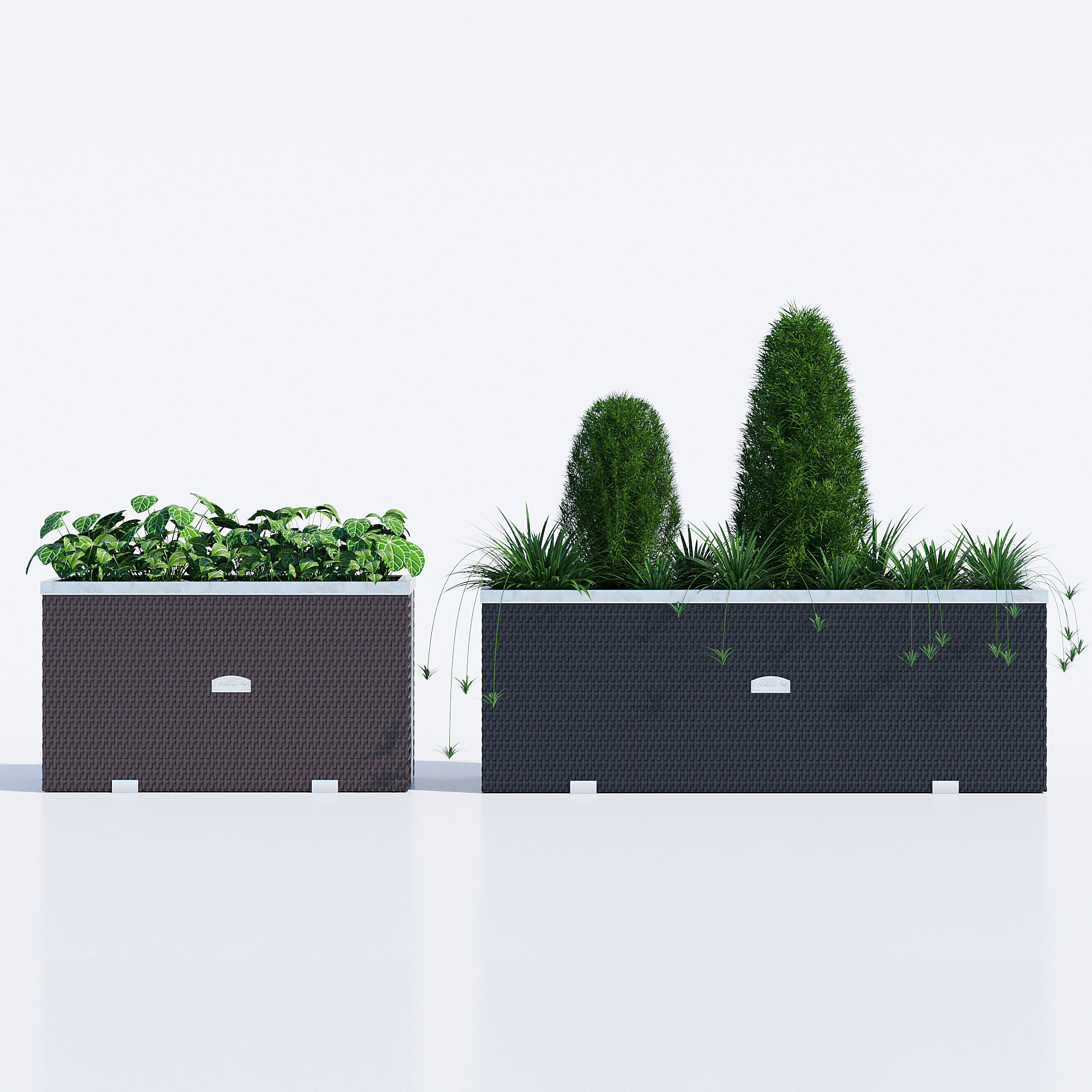Polyrattan planter one 3D model_1